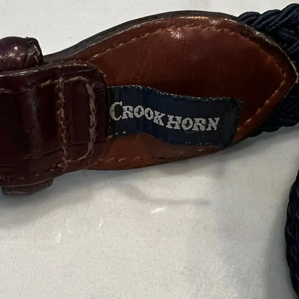 Crookhorn Surcingle Belt Sz 40 Stretch‎ Hand-Woven Brass hardware braided